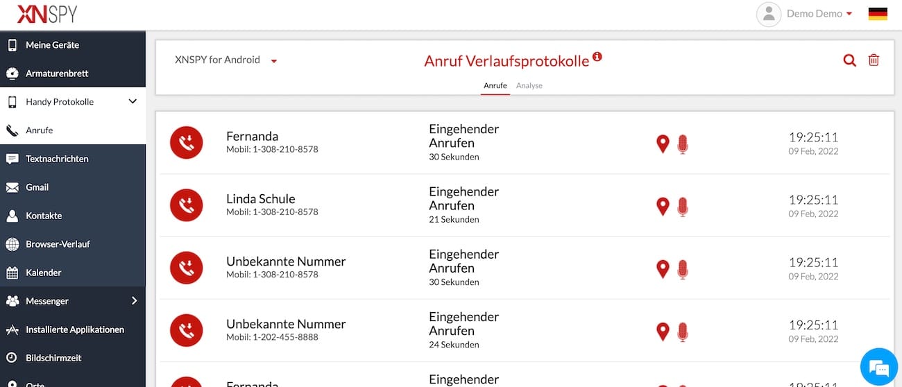 XNSPY Anruf&uuml;berwachung